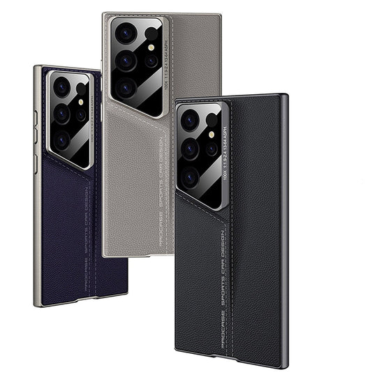 HKM-613587 Titanium Black Hard Phone Case for Samsung S24 Ultra and S23 Ultra - Drop-Resistant Protection