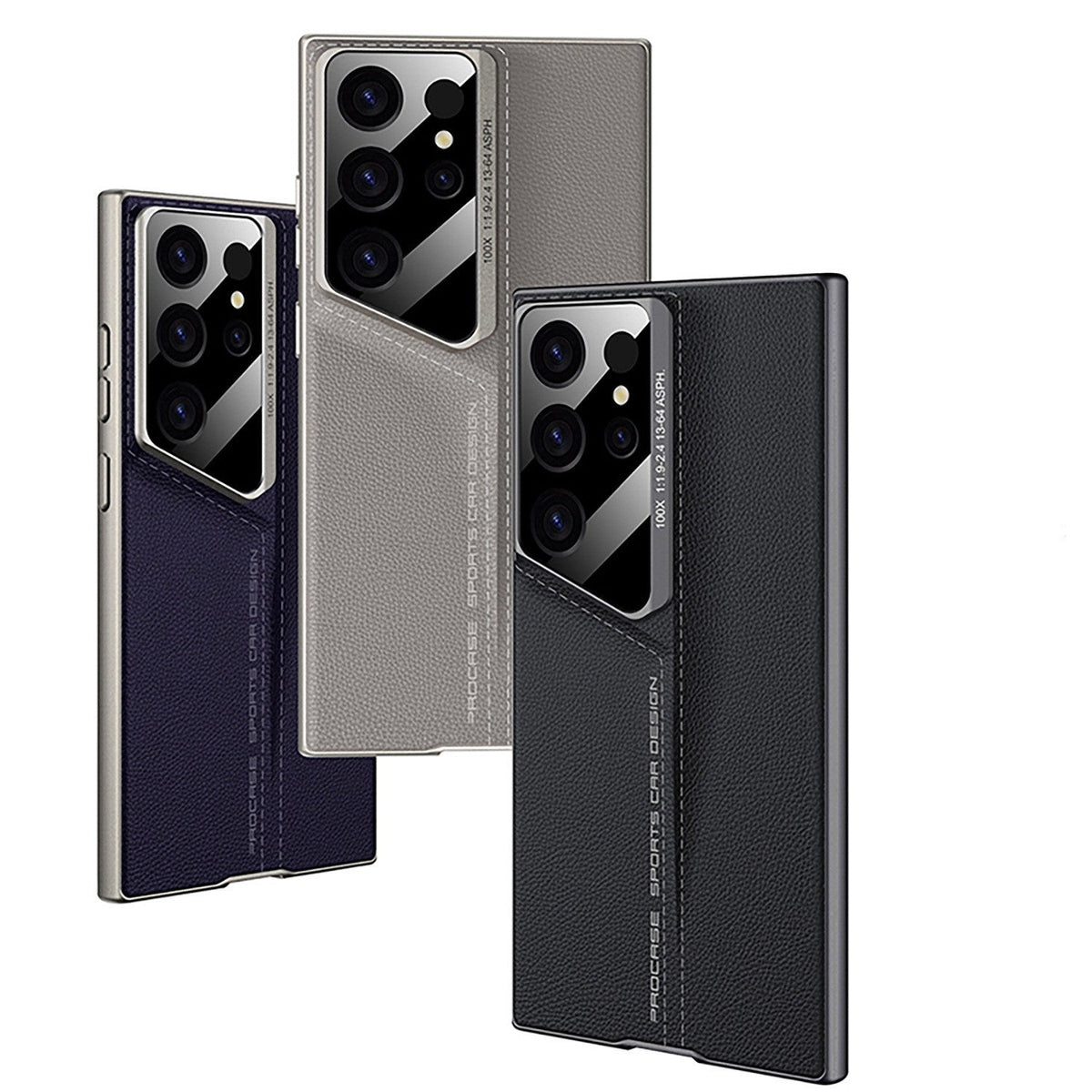 HKM-613587 Titanium Black Hard Phone Case for Samsung S24 Ultra and S23 Ultra - Drop-Resistant Protection