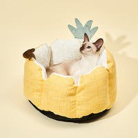 HKM-6138429 Warm Fabric Cat Bed with Soft Flannel Filling for Pets Up to 5 kg, Four Seasons Use