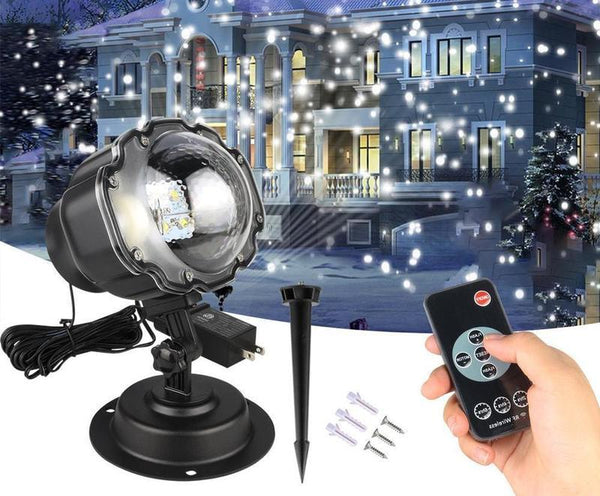 HKM-614099 Snowflake LED Christmas Light Projector with Remote Control - Waterproof Indoor/Outdoor Holiday Decoration