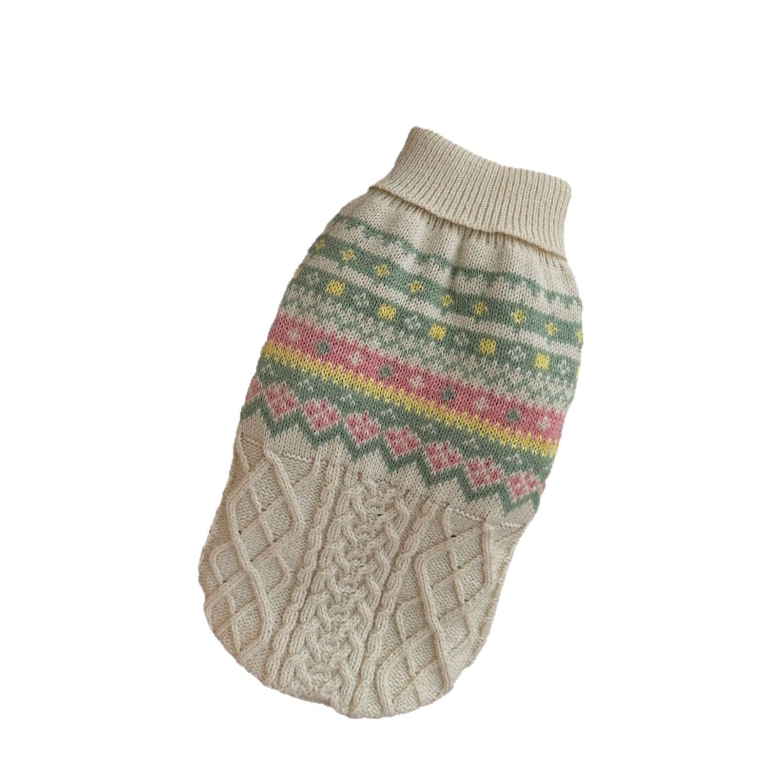 HKM-6142141 Cozy Unisex Acrylic Sweater for Pets in Fresh Pink-Green, Multiple Sizes Available