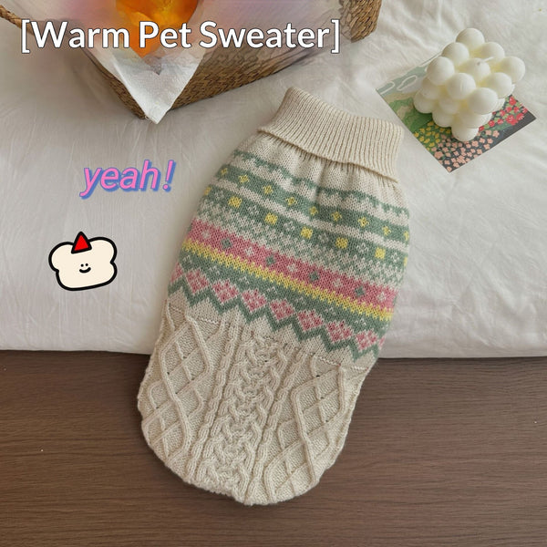 HKM-6142141 Cozy Unisex Acrylic Sweater for Pets in Fresh Pink-Green, Multiple Sizes Available