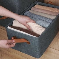 HKM-614227 Collapsible Fabric Storage Box for Jeans - Washable Clothing Organiser with Handles