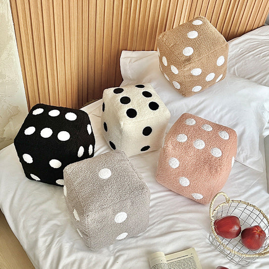 HKM-614291 Plush Simulation Dice Pillow - Solid Color Sofa Cushion in Multiple Sizes and Colors