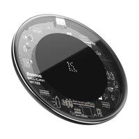 HKM-614355 15W Fast Wireless Charger - Versatile Charging in Black, White, or Transparent Options