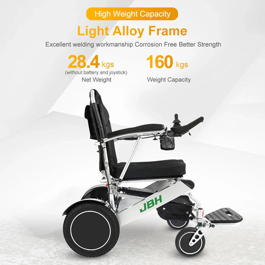 HKM-614355 Lightweight Portable Electric Wheelchair for Home and Outdoor Use, Foldable Design, Aluminum Frame