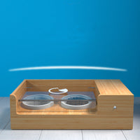 HKM-6144317 Automatic Smart Cat Feeder with Timing and Remote Control - Bamboo and Ceramic Design, 850ML Capacity