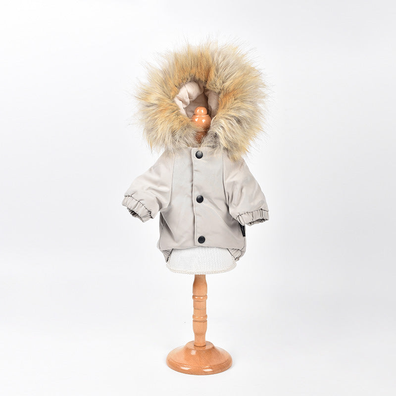 HKM-6144701 Mink Fur Collar Quilted Jacket with Cotton Filling in Multiple Sizes