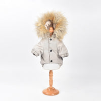 HKM-6144701 Mink Fur Collar Quilted Jacket with Cotton Filling in Multiple Sizes