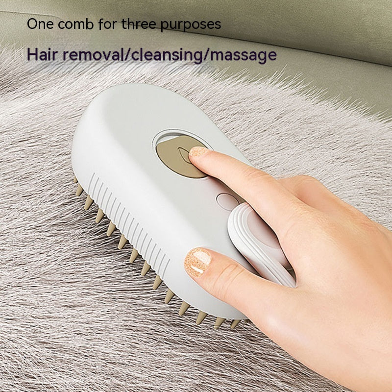HKM-6145725 3-in-1 Electric Pet Grooming Brush with Steam Spray for Cats and Dogs, Hair Removal, and Knot Tackling