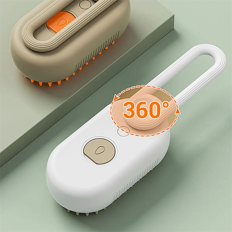 HKM-6145725 3-in-1 Electric Pet Grooming Brush with Steam Spray for Cats and Dogs, Hair Removal, and Knot Tackling