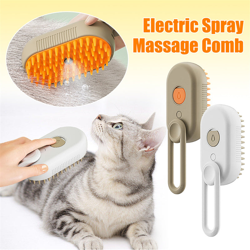 HKM-6145725 3-in-1 Electric Pet Grooming Brush with Steam Spray for Cats and Dogs, Hair Removal, and Knot Tackling