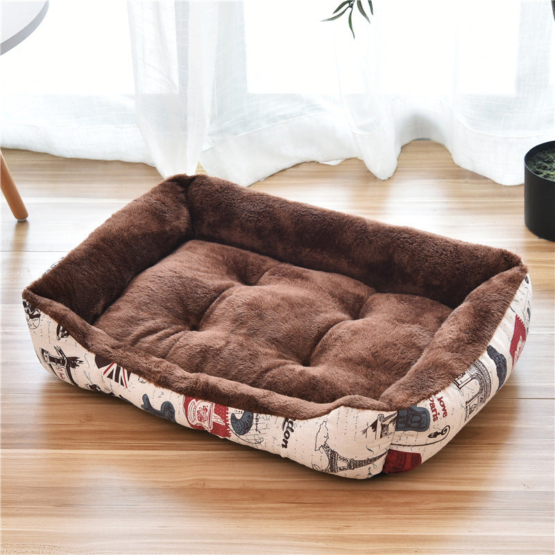 HKM-6148157 Large Dog Bed for Golden Retrievers - Cotton Dog Mat with Short Plush and High Elastic PP Cotton for Autumn and Winter Comfort