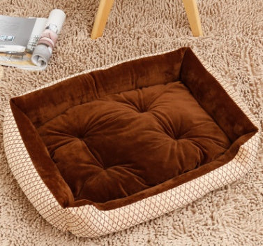 HKM-6148157 Large Dog Bed for Golden Retrievers - Cotton Dog Mat with Short Plush and High Elastic PP Cotton for Autumn and Winter Comfort
