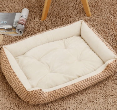 HKM-6148157 Large Dog Bed for Golden Retrievers - Cotton Dog Mat with Short Plush and High Elastic PP Cotton for Autumn and Winter Comfort