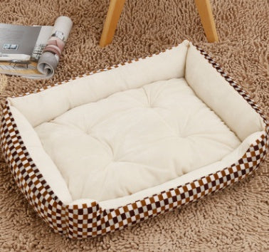 HKM-6148157 Large Dog Bed for Golden Retrievers - Cotton Dog Mat with Short Plush and High Elastic PP Cotton for Autumn and Winter Comfort
