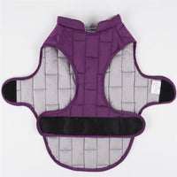 HKM-6148285 Two-Tone Plaid Dog Jacket in Red, Blue, and Purple - Sizes S to XXL