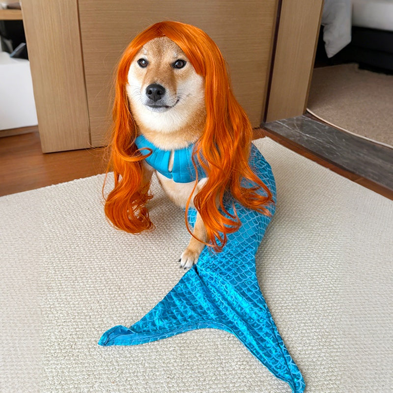 HKM-6148669 Mermaid Tail Jumpsuit for Small and Medium Dogs and Cats, Blue or Pink