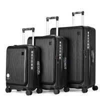 HKM-614867 Three-Piece Front Opening Laptop Travel Suitcase Set - Durable ABS PC Hard Case Luggage