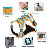 HKM-6149181 Reflective Commuter Dog Harness with Chest and Back Rope - Multiple Colors Available