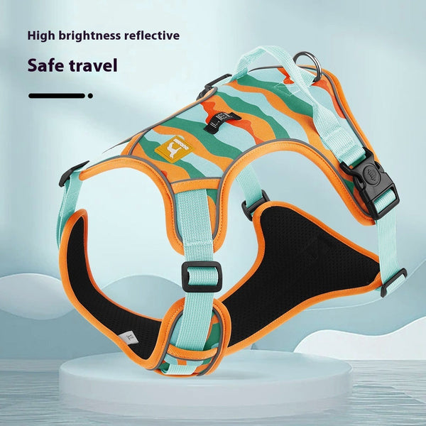 HKM-6149181 Reflective Commuter Dog Harness with Chest and Back Rope - Multiple Colors Available
