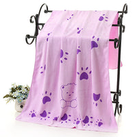 HKM-6149565 Soft Absorbent Cartoon Bear Bath Towel in Blue, Purple, and Green - 70x140cm