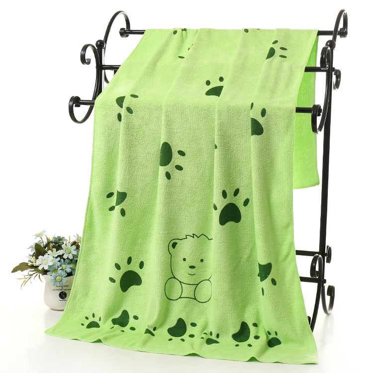 HKM-6149565 Soft Absorbent Cartoon Bear Bath Towel in Blue, Purple, and Green - 70x140cm