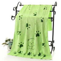 HKM-6149565 Soft Absorbent Cartoon Bear Bath Towel in Blue, Purple, and Green - 70x140cm
