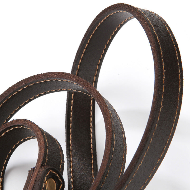 HKM-6149693 Brown First Layer Cowhide Dog Hand Holding Rope Chain - 2.0cm, 1.2cm Artificial Leather, Suitable for All Seasons