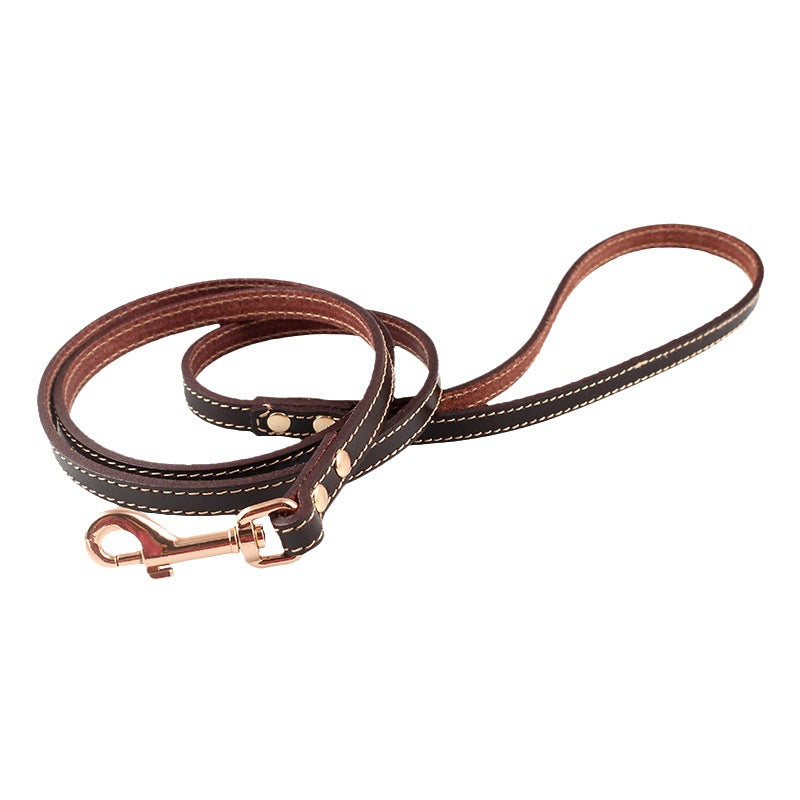 HKM-6149693 Brown First Layer Cowhide Dog Hand Holding Rope Chain - 2.0cm, 1.2cm Artificial Leather, Suitable for All Seasons