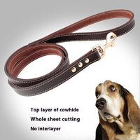 HKM-6149693 Brown First Layer Cowhide Dog Hand Holding Rope Chain - 2.0cm, 1.2cm Artificial Leather, Suitable for All Seasons