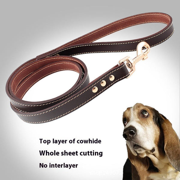 HKM-6149693 Brown First Layer Cowhide Dog Hand Holding Rope Chain - 2.0cm, 1.2cm Artificial Leather, Suitable for All Seasons