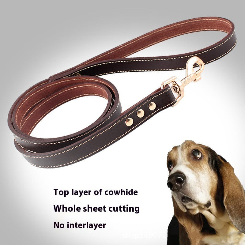 HKM-6149693 Brown First Layer Cowhide Dog Hand Holding Rope Chain - 2.0cm, 1.2cm Artificial Leather, Suitable for All Seasons