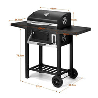 HKM-614995 Portable 3-in-1 Charcoal BBQ Grill with Double Deck Smoker for Outdoor Cooking and Camping
