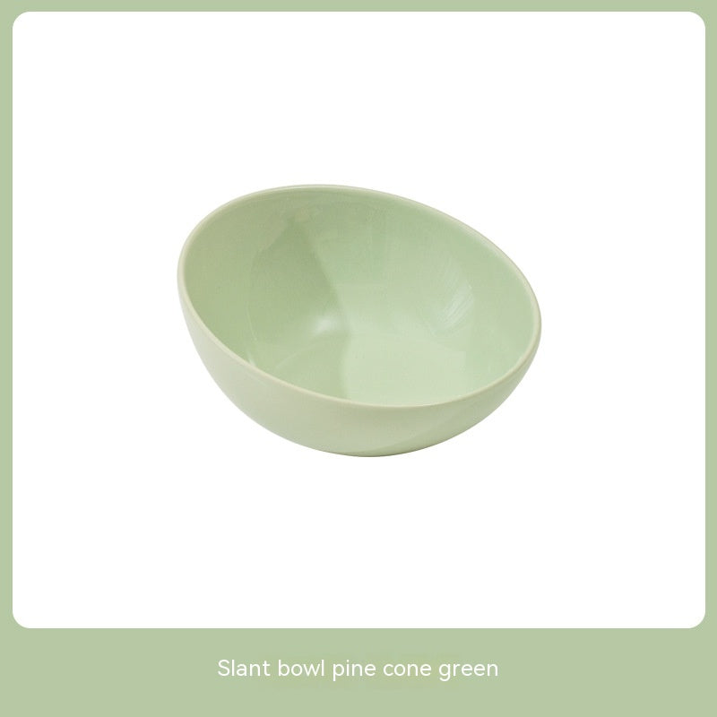 HKM-6150077 Ceramic Beveled Cat Bowl - 300ml, 15cm Diameter, Durable Design