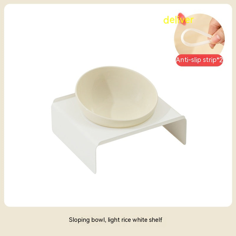 HKM-6150077 Ceramic Beveled Cat Bowl - 300ml, 15cm Diameter, Durable Design