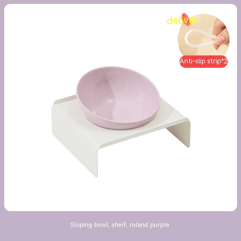 HKM-6150077 Ceramic Beveled Cat Bowl - 300ml, 15cm Diameter, Durable Design
