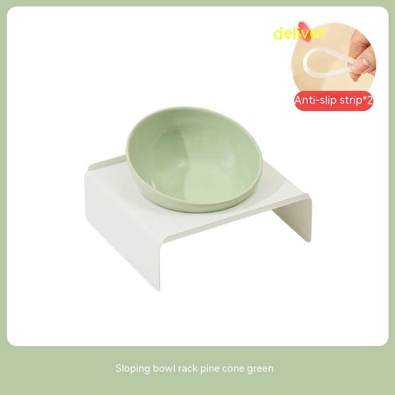 HKM-6150077 Ceramic Beveled Cat Bowl - 300ml, 15cm Diameter, Durable Design