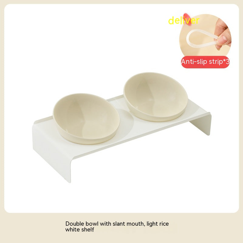 HKM-6150077 Ceramic Beveled Cat Bowl - 300ml, 15cm Diameter, Durable Design