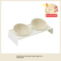 HKM-6150077 Ceramic Beveled Cat Bowl - 300ml, 15cm Diameter, Durable Design