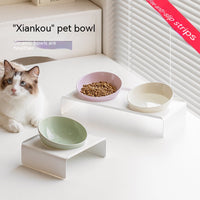 HKM-6150077 Ceramic Beveled Cat Bowl - 300ml, 15cm Diameter, Durable Design