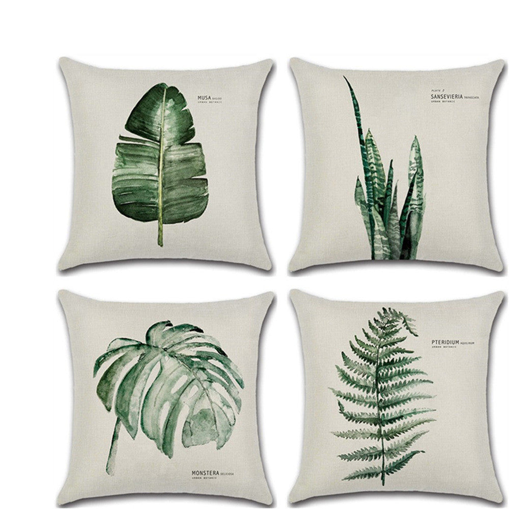HKM-615187 Elegant Flax Leaf Cushion Cover - Modern Simple Design with PP Cotton Filling