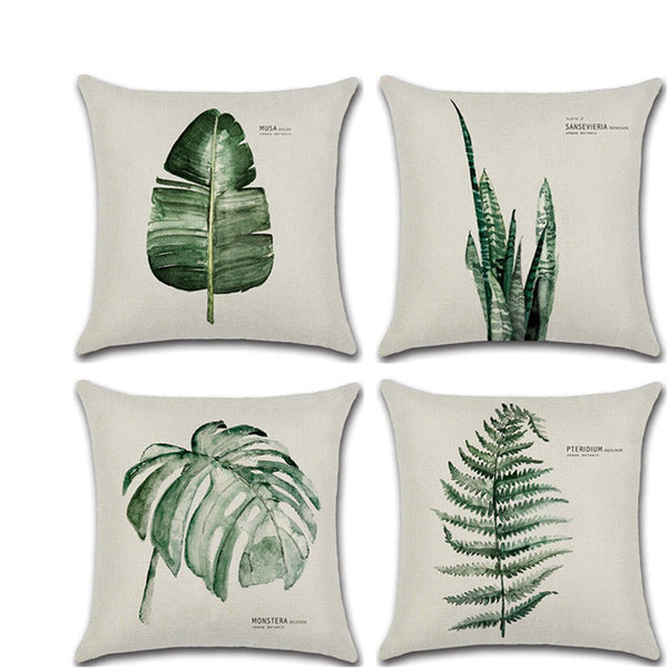 HKM-615187 Elegant Flax Leaf Cushion Cover - Modern Simple Design with PP Cotton Filling