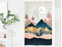 HKM-615187 Fabric Partition Curtain for Bedroom, Bathroom, and Kitchen – Versatile Polyester Fiber Design, Multiple Sizes & Abstract Patterns Available