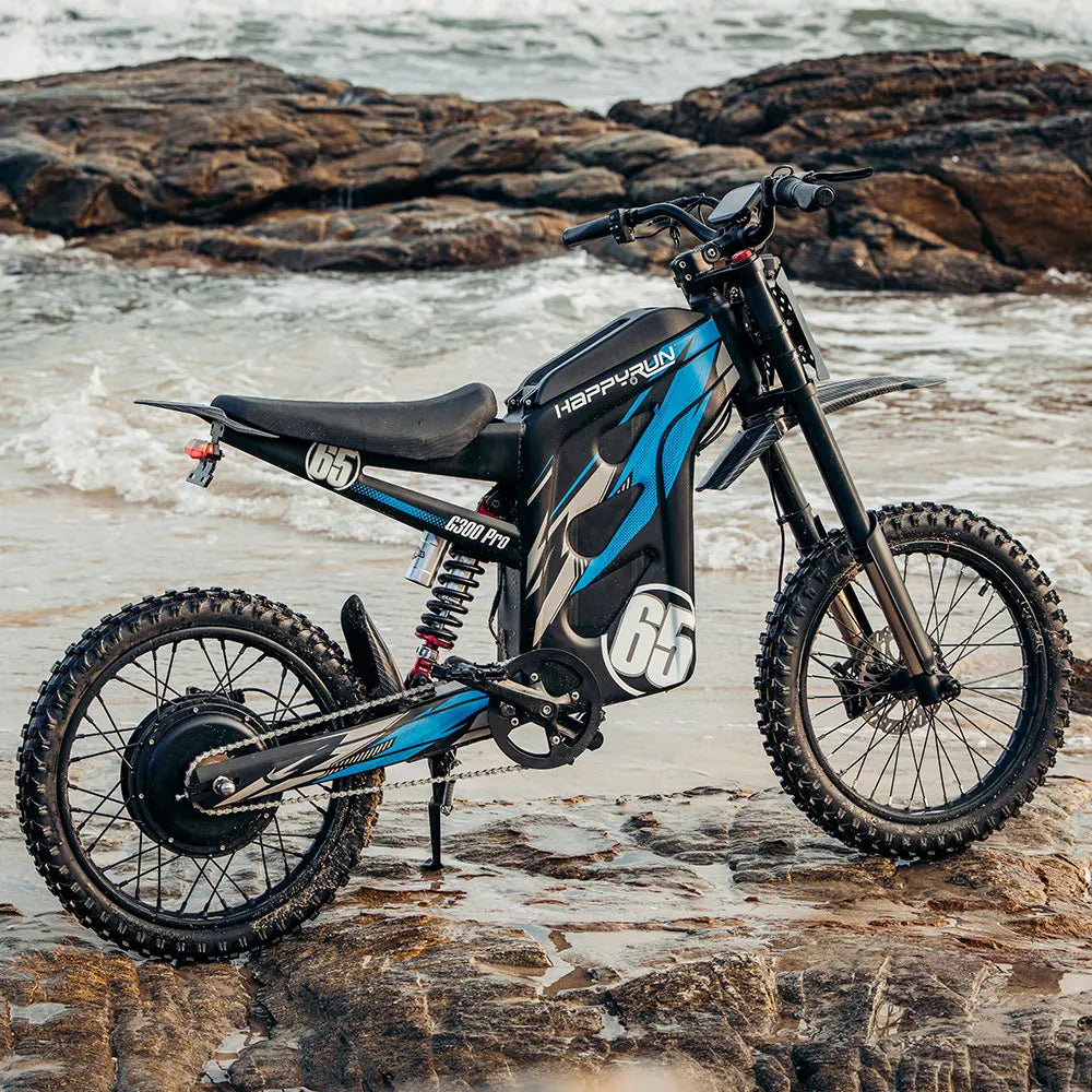 HKM-615187 G300 Pro 6500W Electric Dirt Bike - Off-Road Mountain E-bike, Blue Version, 72V Battery