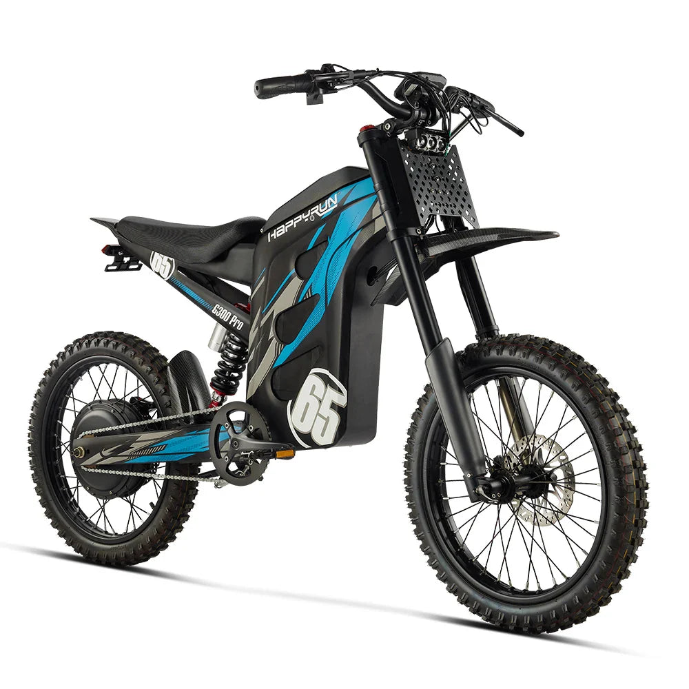 HKM-615187 G300 Pro 6500W Electric Dirt Bike - Off-Road Mountain E-bike, Blue Version, 72V Battery