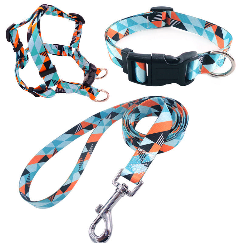 HKM-6152509 Comfortable Pet Collar and Leash Set with Adjustable Harness in Various Colors