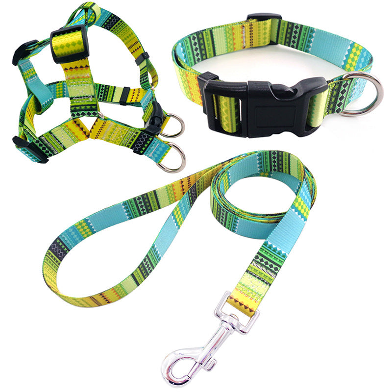 HKM-6152509 Comfortable Pet Collar and Leash Set with Adjustable Harness in Various Colors
