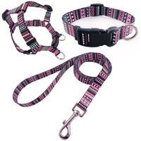 HKM-6152509 Comfortable Pet Collar and Leash Set with Adjustable Harness in Various Colors