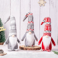 HKM-615251 Faceless Doll Window Decoration - Woolen Cloth in Red, Gray, and Cyan, 35x8cm